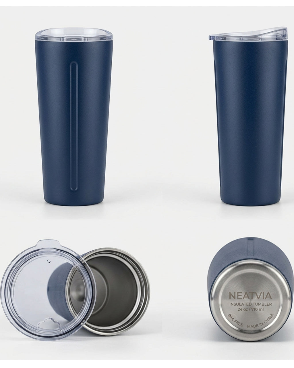 Neatvia Insulated Coffee Tumbler Navy 24 oz with Sip Lid