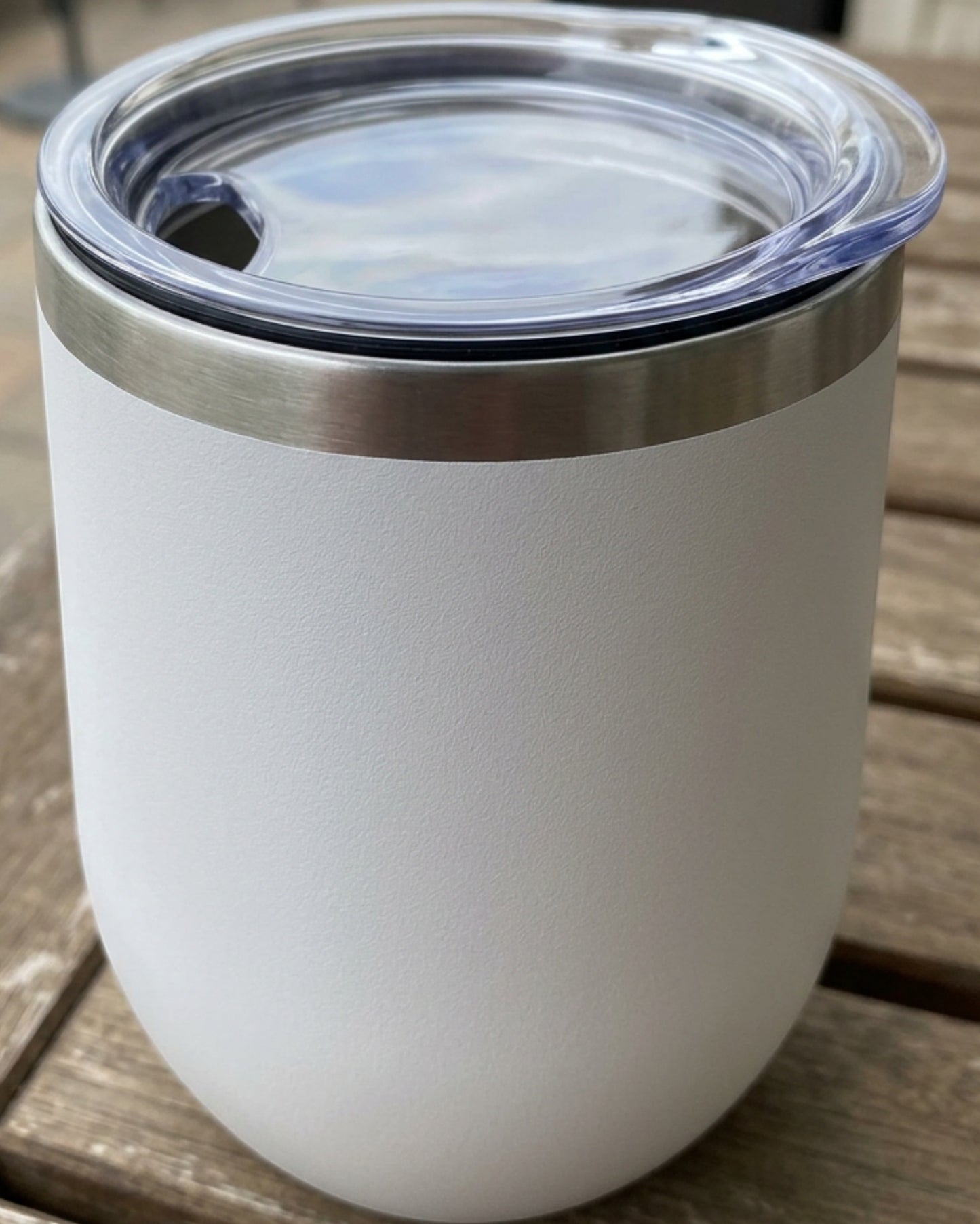 Neatvia Stainless Wine Tumbler White 12 oz with Lid 2 Pack