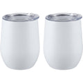 Neatvia Stainless Wine Tumbler White 12 oz with Lid 2 Pack