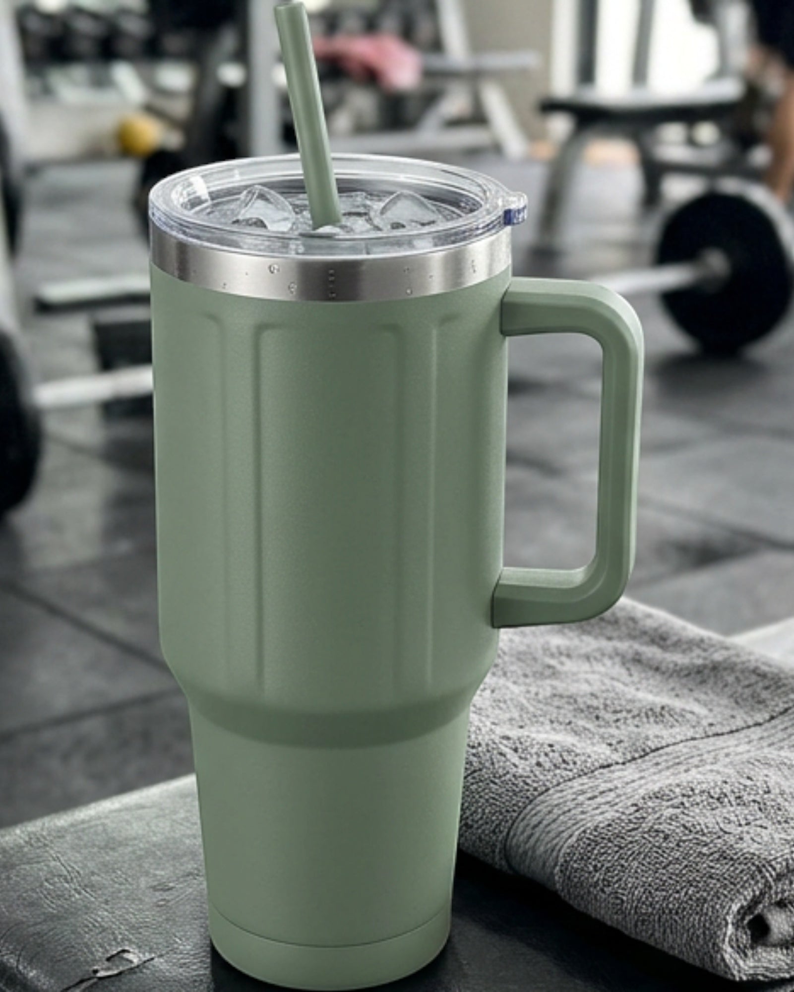 Neatvia Straw Tumbler Sage 30 oz with Handle