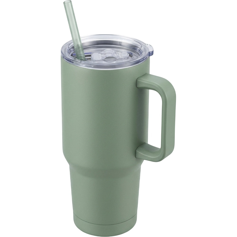 Neatvia Straw Tumbler Sage 30 oz with Handle